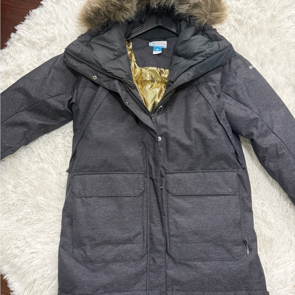 Columbia Women's Charcoal Ski Jacket with Faux Fur Hood